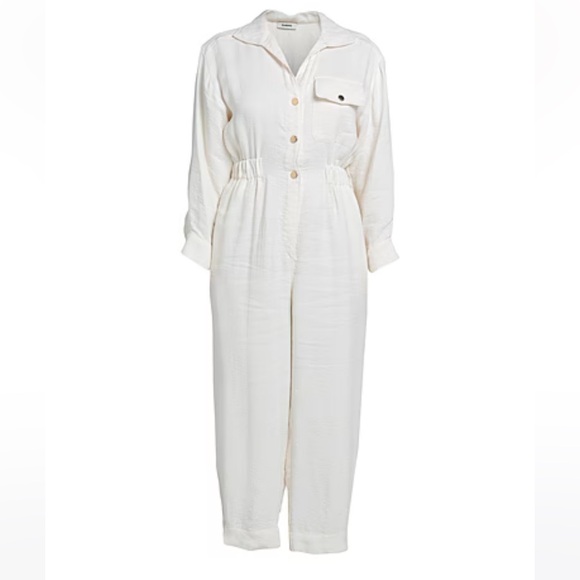 Sandro long-sleeved ivory pant Jumpsuit with gold snap buttons.Women’s M - Picture 2 of 13